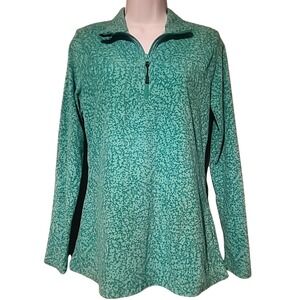 Eddie‎ Bauer Pull Over Fleece Women's Medium Ivy 1/4 Zip Long Sleeve Aqua Green